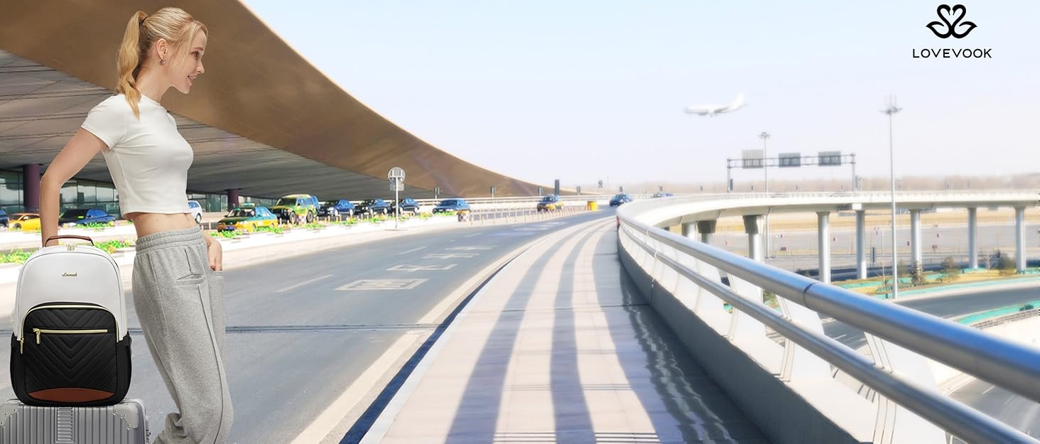 LOVEVOOK Рюкзак для жінок, великий, 15.6 дюймів, сумка для ноутбука, водонепроникний, шкільний рюкзак, для дівчаток-підлітків, чорний, елегантний, для роботи, навчання, подорожей (15.6 дюймів, бежево-чорний-коричневий)