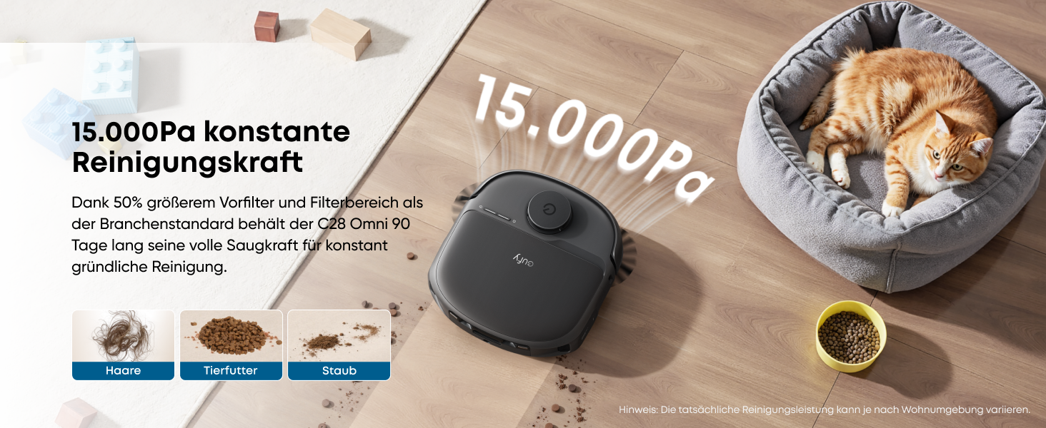 Робот-пилосос Eufy C28 з функцією миття підлоги, HydroJet самоочисний валик, потужність 15000Pa, 5-в-1 Omni-станція, антизаплутувальна щітка, розпізнавання перешкод за допомогою ШІ