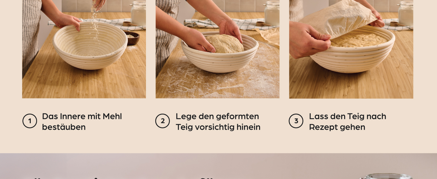 Набір кошиків для хліба Praknu (2 шт.) з ротангу, 25 см - з щіткою, льоновим вкладанням та мішком для хліба