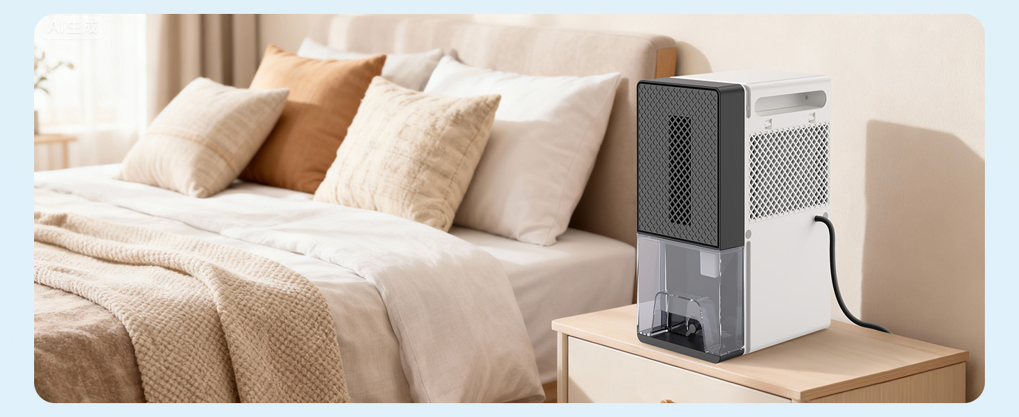 Електричний осушувач повітря для дому: кімнатний осушувач з функцією відтавання, таймером та режимом сну. Підходить для спальні, підвалу, ванної кімнати, кемпера. Середній розмір