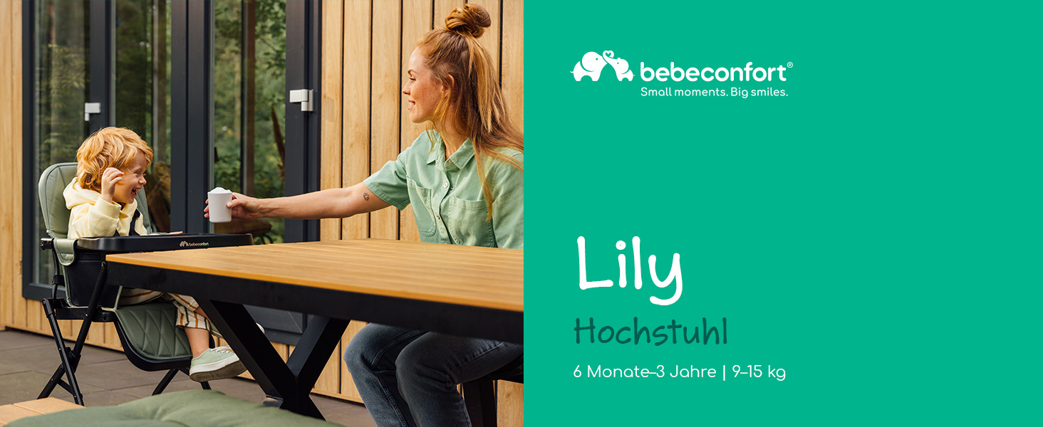 Дитячий стільчик Bebeconfort Lily, 6-36 місяців, до 15 кг, ультракомпактний, легкий (4 кг), легко миється, м'який, складаний однією рукою, колір Mineral Green