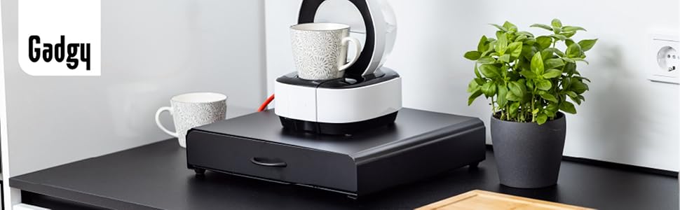 Тримач для капсул кави Gadgy | Сховище для 36 капсул з шухлядою | Тримач капсул кави з нержавіючої сталі, чорний