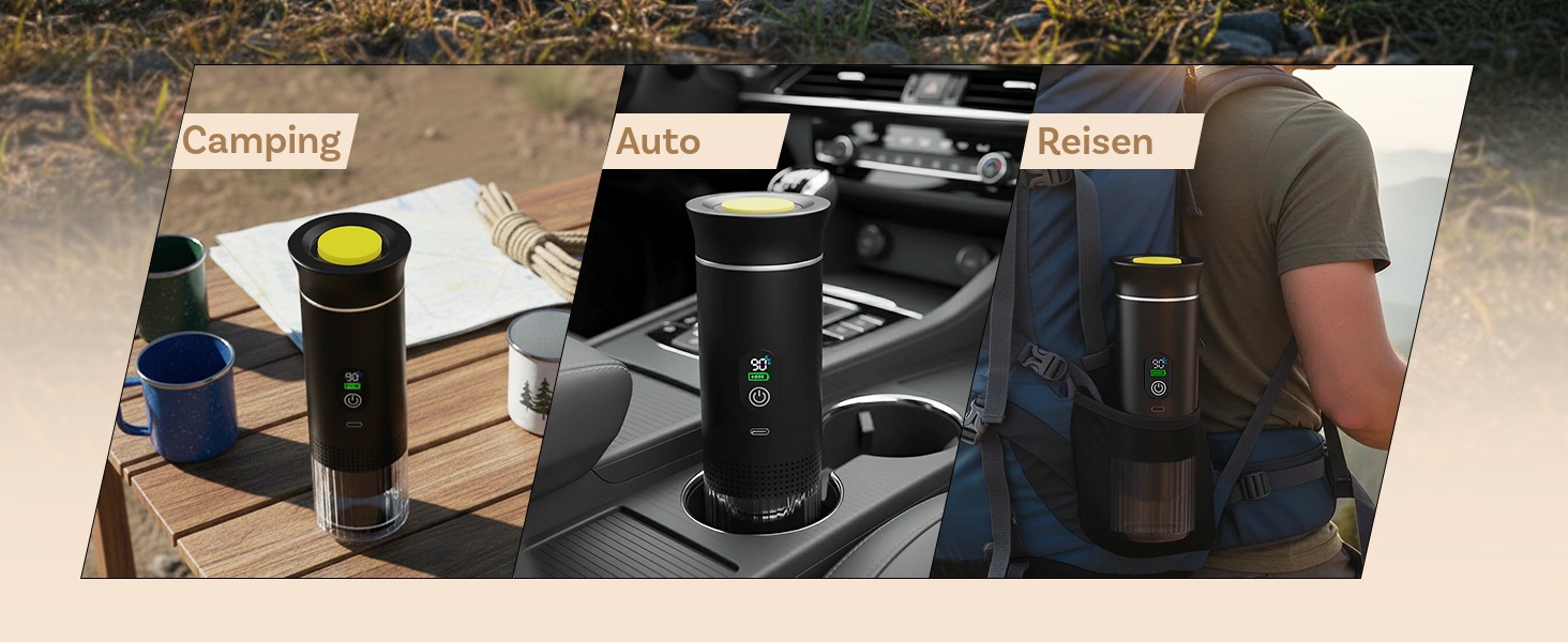 Портативна кавомашина MMOBIEL: електрична еспресо-машина з підігрівом, USB-C, для кави в зернах та капсул – ідеальна для подорожей, кемпінгу, дому, офісу, авто (чорний)