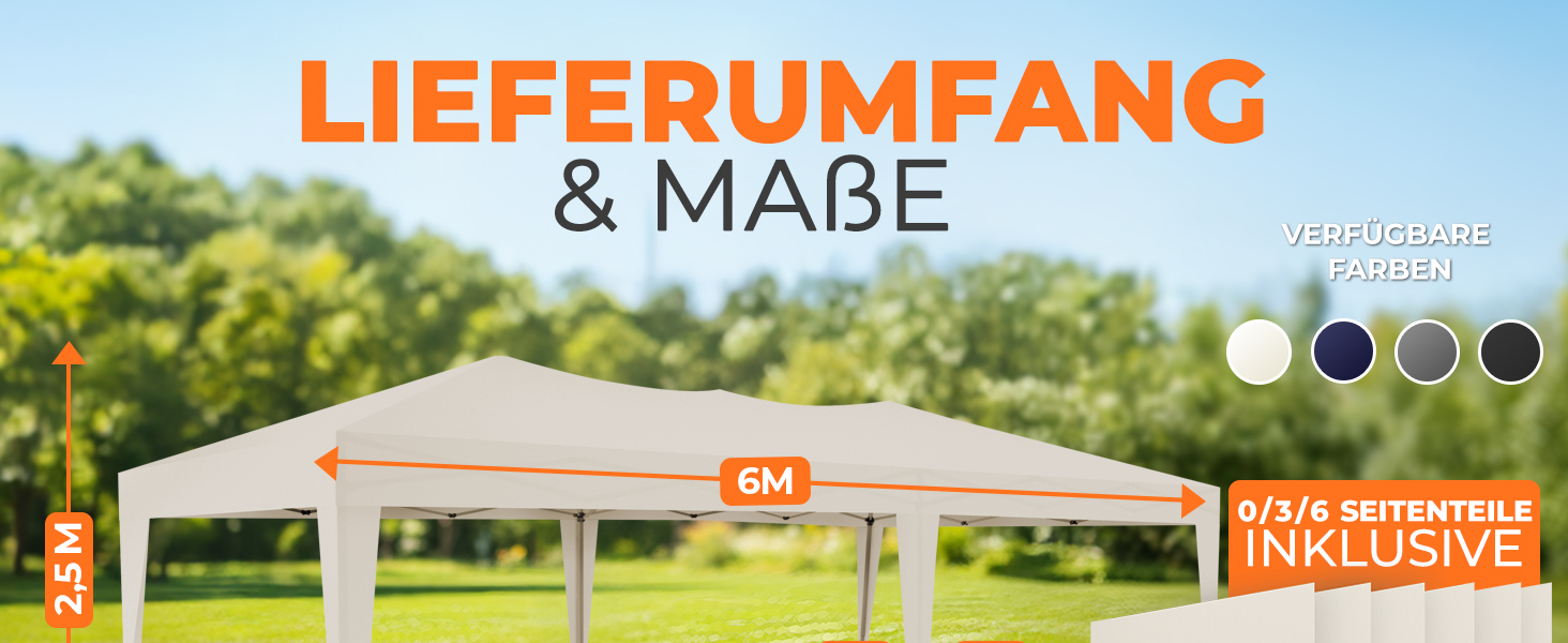 Павільйон Kronenburg розкладний, 3x3 м, водонепроникний, захист від сонця UV 50+, колір шампань, з 4 боковими частинами