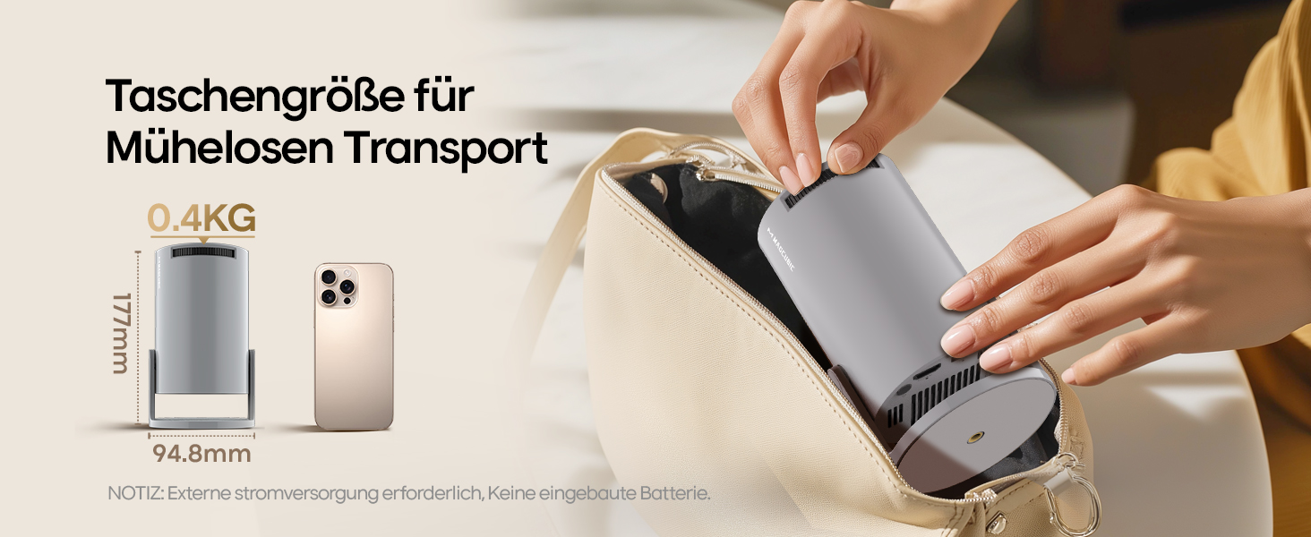 Портативний проєктор Mini Beamer 4K з Android 11: Smart, електричний фокус, WiFi 6, BT 5.0, Full HD 1080P, 260ANSI, корекція трапеції, 5W динамік (сірий)