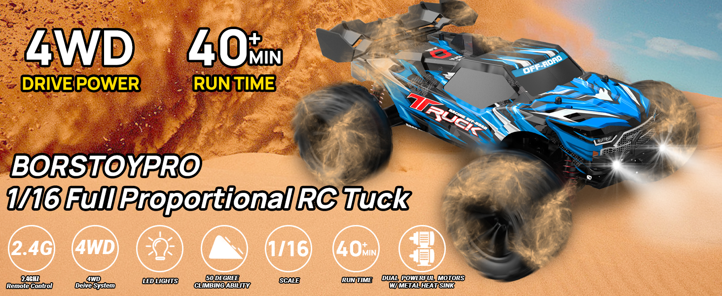 Позашляховик на радіокеруванні 40 км/год для дорослих і дітей (8+), 4WD RC Monster Truck