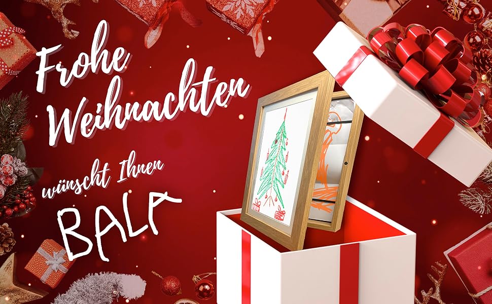 BALA® Преміум рамки для фотографій - 2 шт. A4, для дитячих малюнків та творчих робіт, з фронтальною відкриваністю та кріпленням для підвішування/ставлення, вміщують 120+ зображень (Білий)