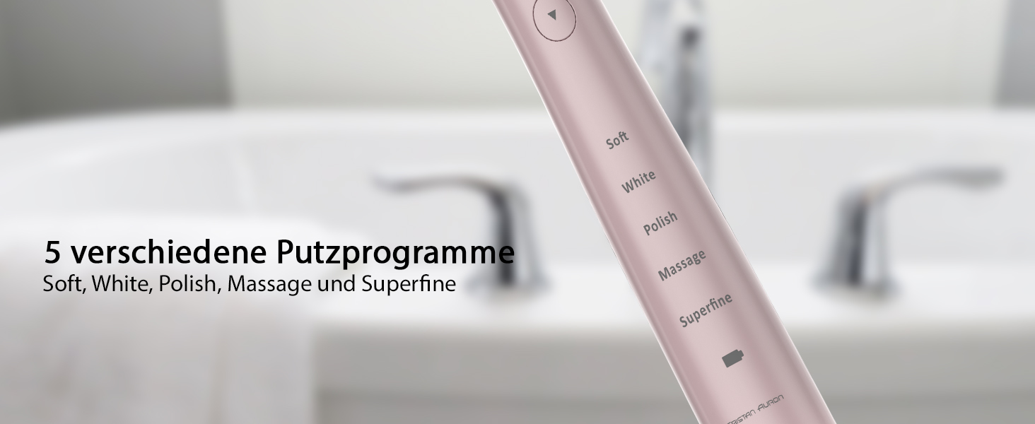 Електрична зубна щітка Tristan Auron – 55 000 вібрацій, 5 режимів, 60 днів роботи від акумулятора, 2 насадки, компактна та тиха (червона)