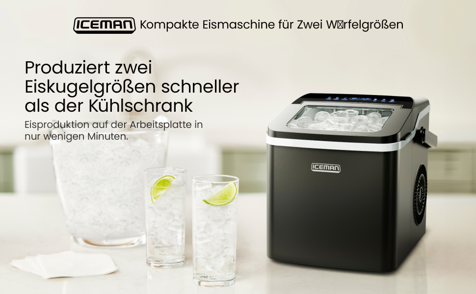 Chefman Iceman - портативна машина для приготування льоду, велика та мала, самоочищення, 9 кубиків за 7 хвилин, 10 кг/24 год, з лопаткою