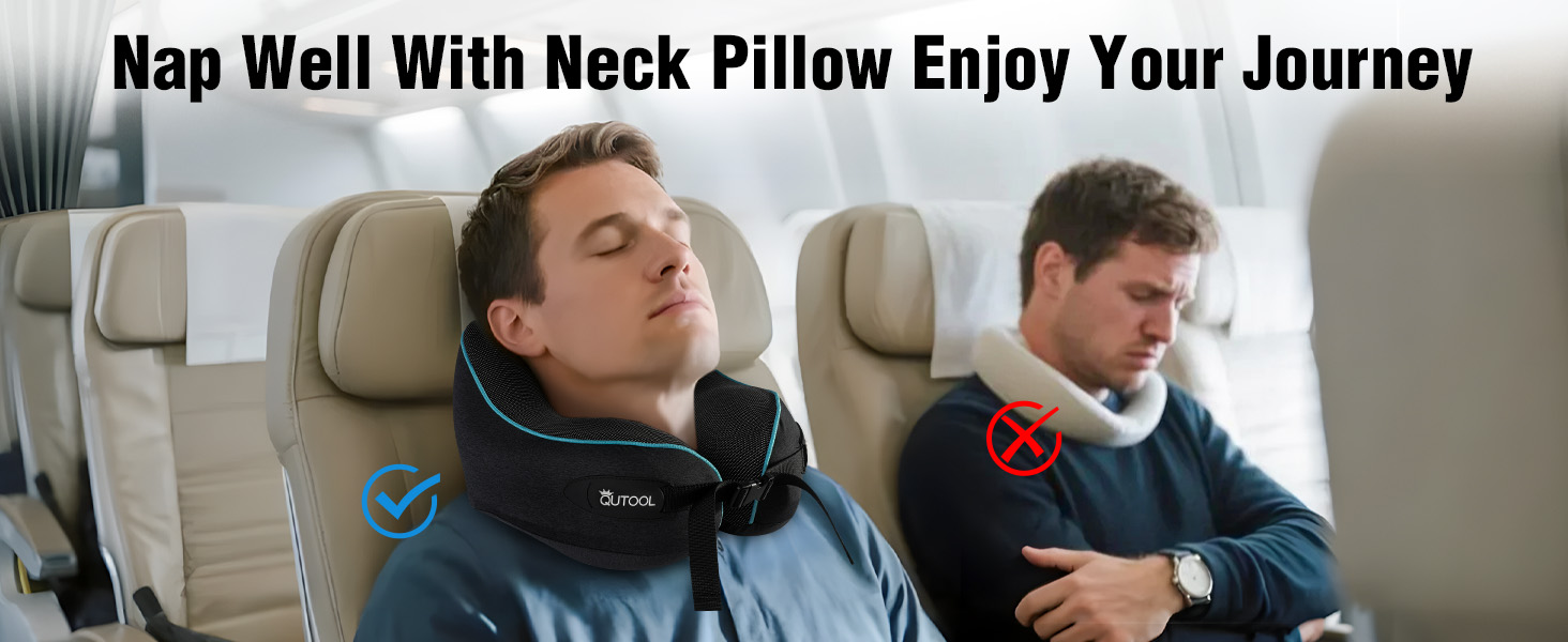 Подушка для шиї у літак з Memory Foam, регульовані ремені, дихаючий чохол, підтримка шиї для подорожей (літак, авто, поїзд). У комплекті: чохол для зберігання з гачком