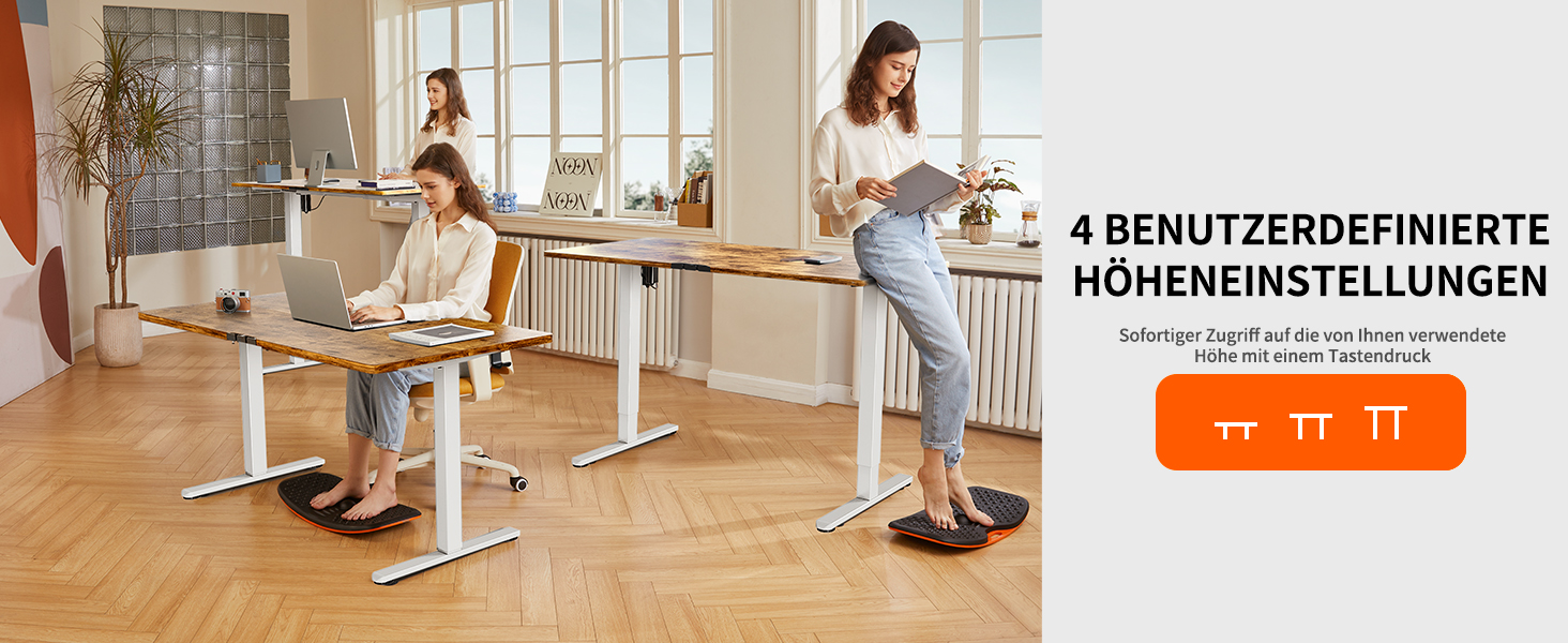 Підставка для столу ErGear з регулюванням висоти, 4 пам'яті, для ергономічного стоячого столу, без стільниці (білий)