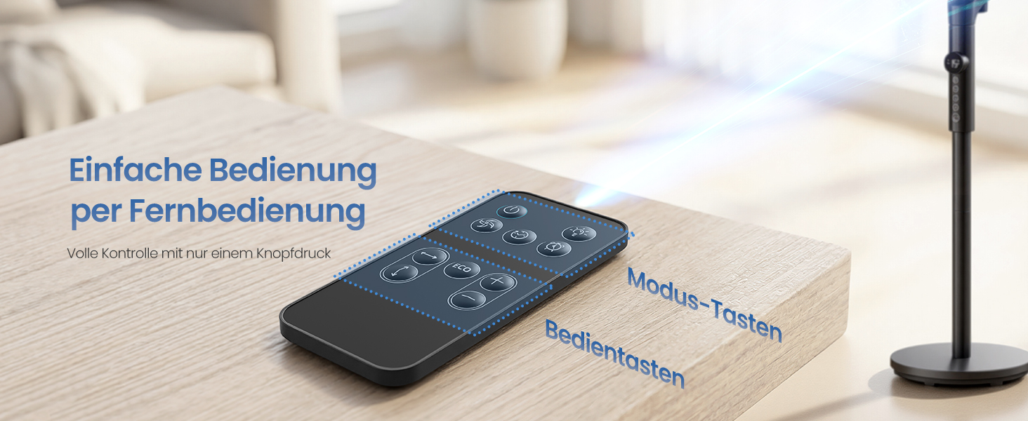 Вентилятор підлоговий SONGMICS XFC002W1EU (Чорний) тихий, з пультом, 120°/135° осциляція, 15 швидкостей, таймер, 3 режими, регульована висота