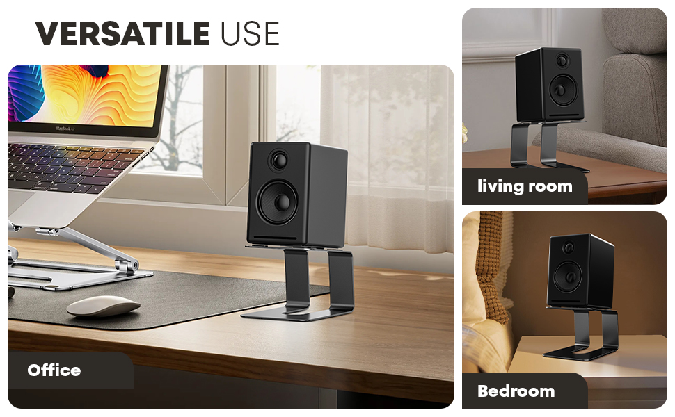 Підставка для акустики преміум-класу (пара) - регулювання нахилу для оптимального звучання, стабільна та неслизька для геймінгового та ПК столу (чорний)