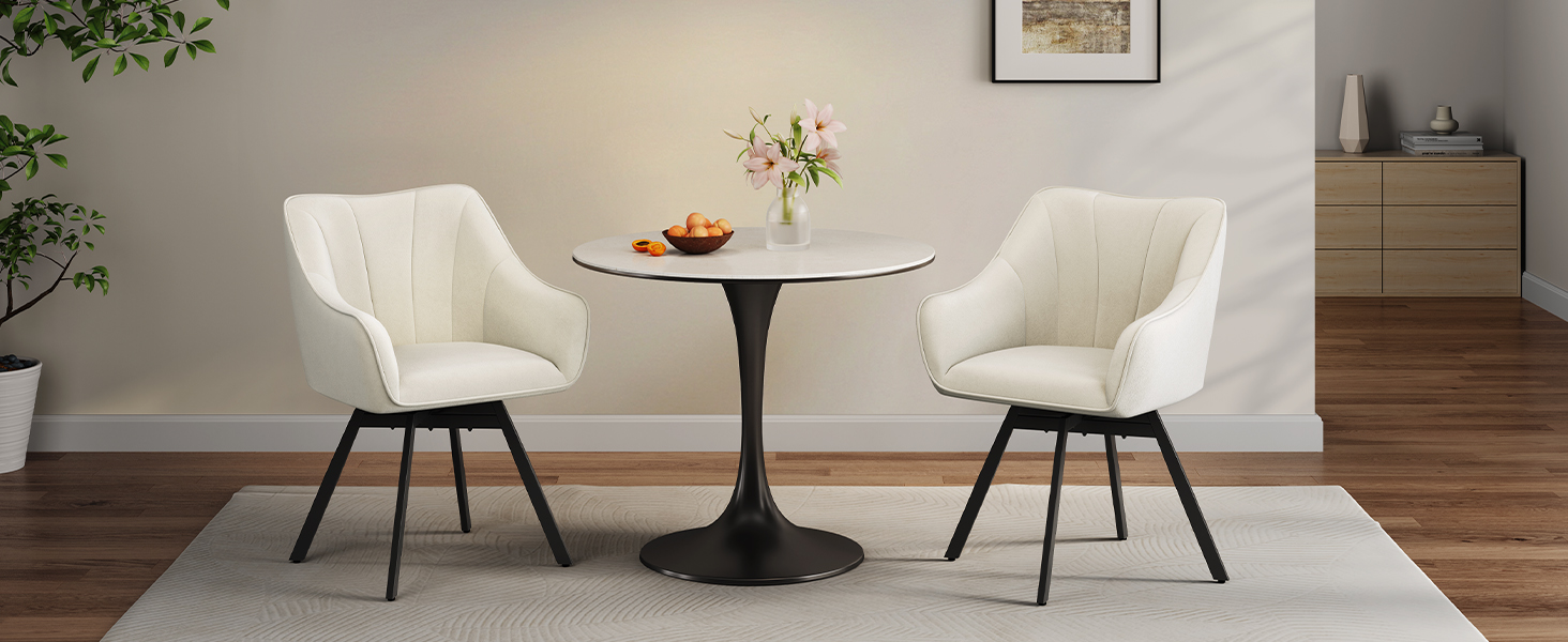 Набір з 2-х обертових кухонних стільців Yaheetech з підлокітниками та металевими ніжками, бежевий