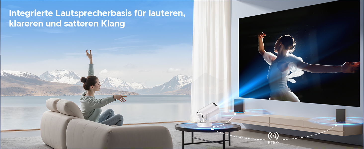 Портативний проєктор Mini Beamer з динаміком, підтримка 1080P/4K, Auto Keystone, WiFi 6, Bluetooth 5.0, 220° обертання, для домашнього кінотеатру та використання на вулиці