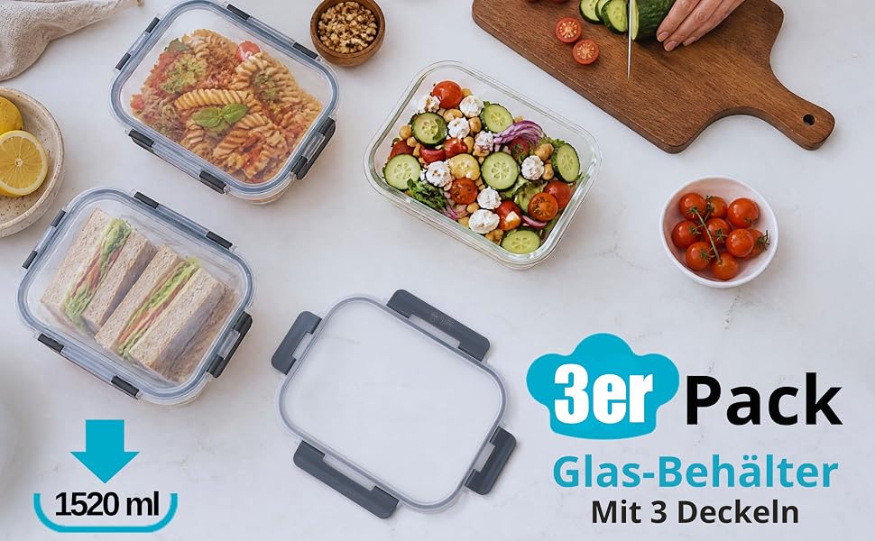 Набір скляних контейнерів для їжі Igluu Meal Prep (10 шт) — 370 мл та 1050 мл, герметичні ланч-бокси для зберігання продуктів
