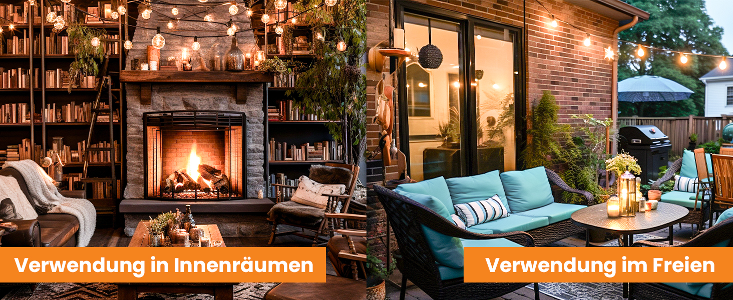 Світлодіодна гірлянда для зовнішнього використання, 60 м, G40 LED, вологостійка IP45, димерна, тепле біле світло (2700K), 104 пластикові лампочки, для декору саду, тераси, вечірки