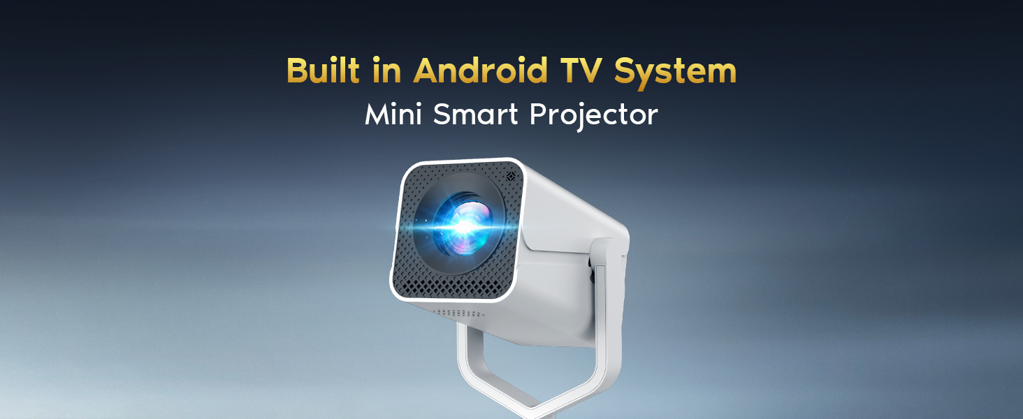 Портативний проєктор Mini Beamer з Android OS, автотрапецеїдною корекцією, підтримкою 4K 1080p, Bluetooth WiFi6, 160 ANSI, для телефону/ТВ приставки/зовнішнього використання/ноутбука