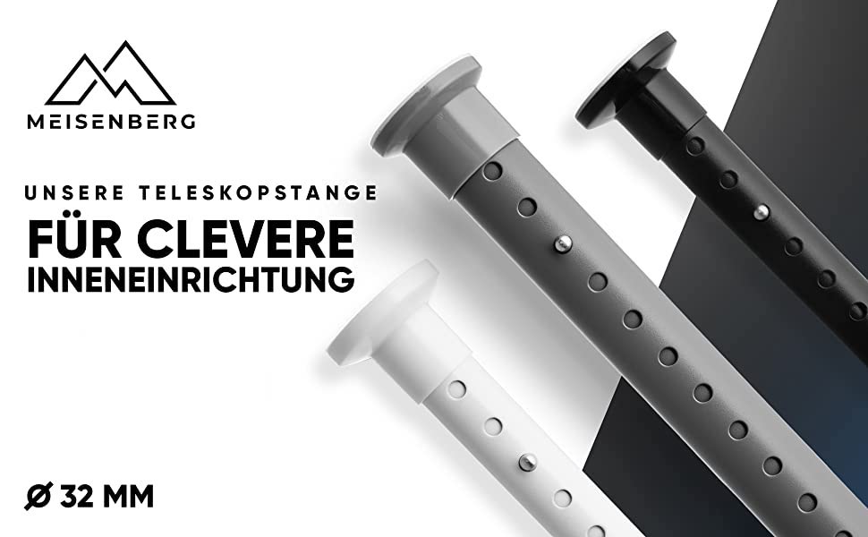 Штанга для душу без свердління 160-210 см, біла, діаметр 32 мм, з кріпленнями - для ванної, кухні та міжкімнатних дверей