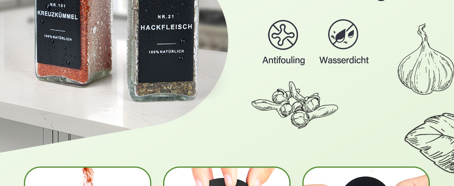 Набір кутових банок для спецій з етикетками (24 шт.): скляні дозатори для спецій 120 мл з ситечком, вологостійкі етикетки, органайзер для спецій у шухляду, чорний колір