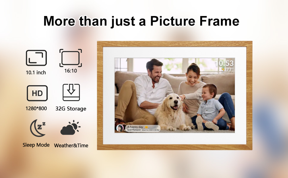 Цифровий фоторамка Frameo з Wi-Fi, 10.1 дюйма, 32GB, сенсорний екран, автоповорот, сумісність з додатком Frameo