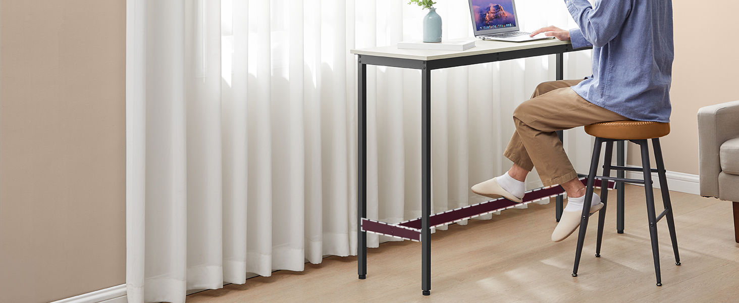 Барний стіл VASAGLE LBT140B73: промисловий дизайн, металевий каркас, 140 см, білий & чорний