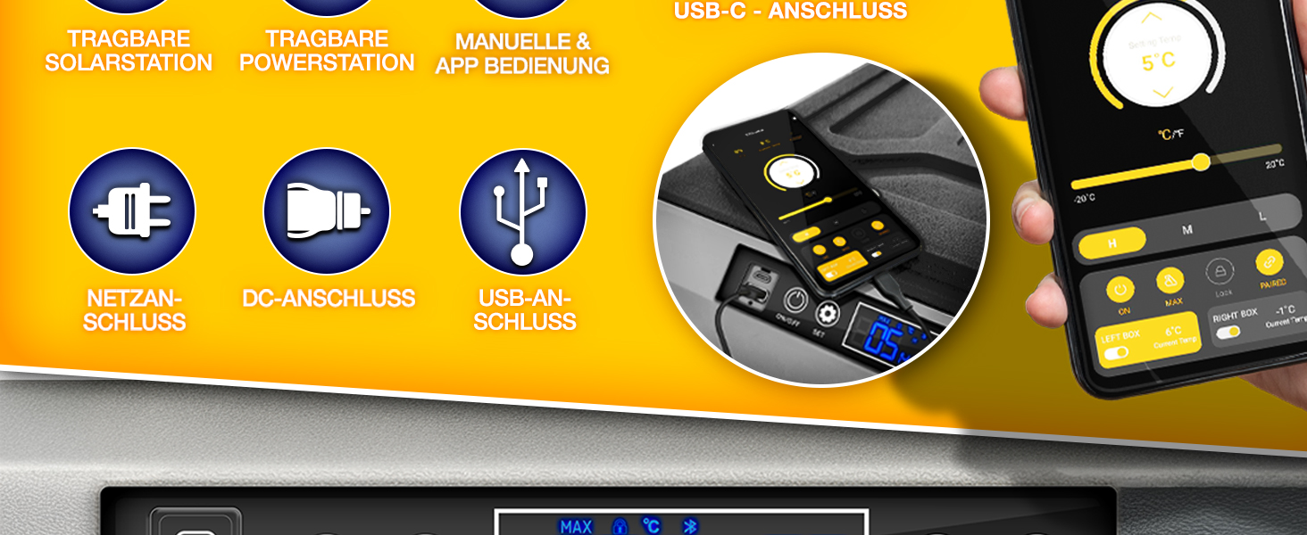 Автомобільний компресорний холодильник Tillvex 50л з Wi-Fi та охолодженням до -20°C (Navy Blue) 12/24V/230V