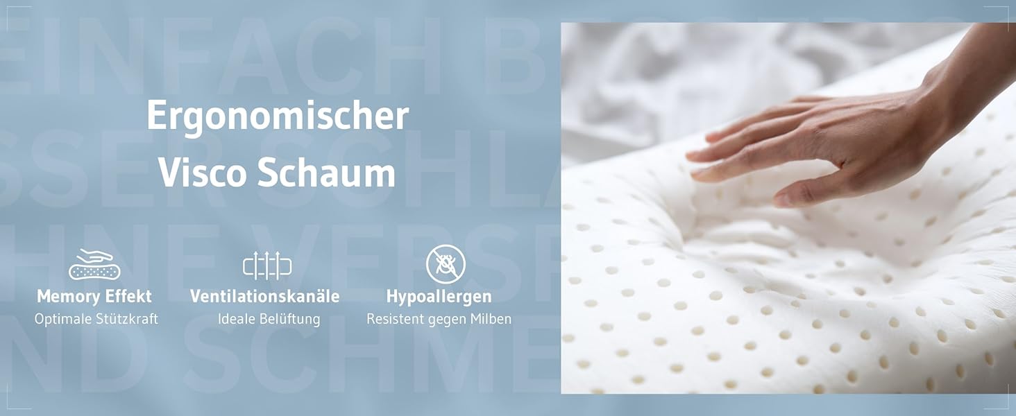 Ортопедична подушка для тих, хто спить на боці Acamar Thermic Ivory, комплект з чохлом, для профілактики болю в шиї, з піною з пам'ефекту, ергономічна подушка з термо-чохлом Acamar