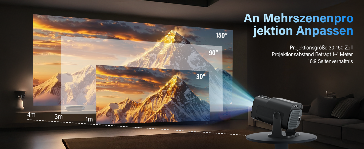 Портативний проєктор Mini Beamer 4K Full HD 1080P з WiFi 6, Bluetooth 5.2, автоматичною корекцією трапецеїдальних спотворень та підтримкою HDMI, TV Stick, Memory Stick, Laptop (білий, чорний)