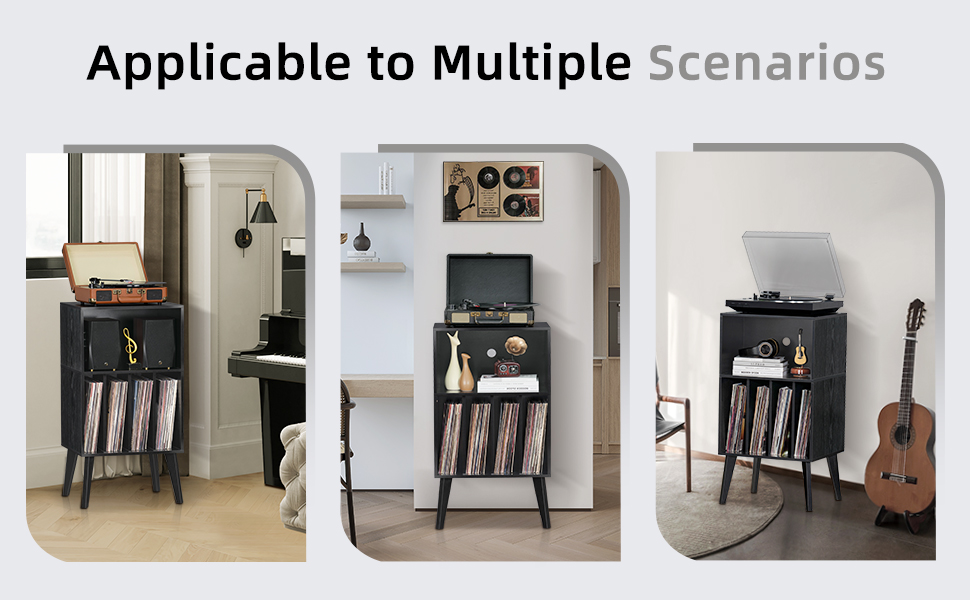 Стійка для програвача вінілу на 160 платівок, органайзер для вінілових платівок, ретро стиль, білий (чорний)