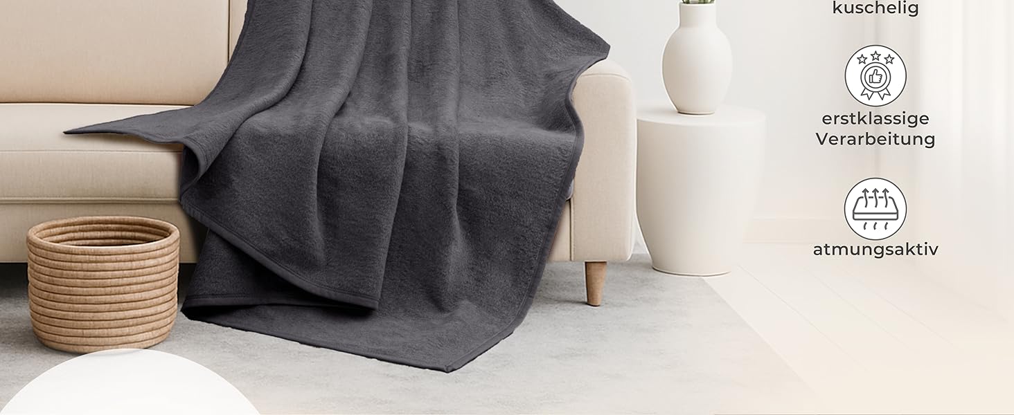 Плед LAYENBURG Premium з бавовни 150x200 см, Oeko-Tex 100, бавовняний, м'який плед для дому, на диван, софу (Taupe)