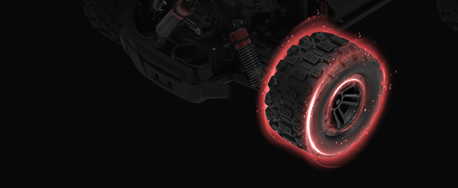 RC Автомобіль Monstertruck 1/14 4WD, 40 км/год, 2 батареї, 7 кольорів підсвічування, Водонепроникний, для дітей та дорослих, Чорний