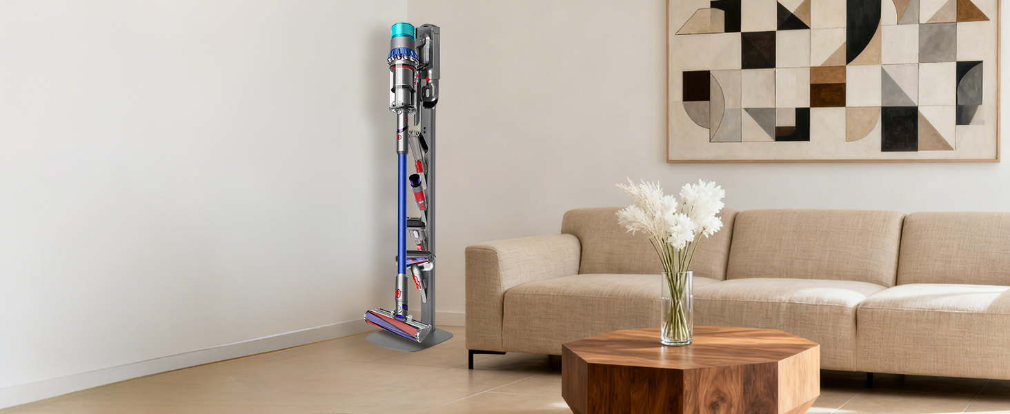 Стійка для пилососа Dyson Gen5 V15 V12 V11 V10 V8 V7 V6 - підлогова, без свердління, з 4 гаками, темно-сіра