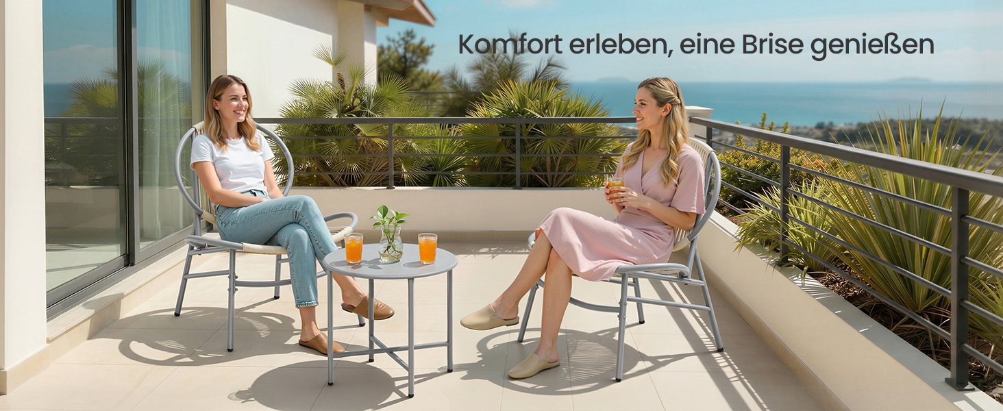 Набір садових меблів SONGMICS з поліротану для балкона та тераси: стіл та 2 крісла (Таубеграу)