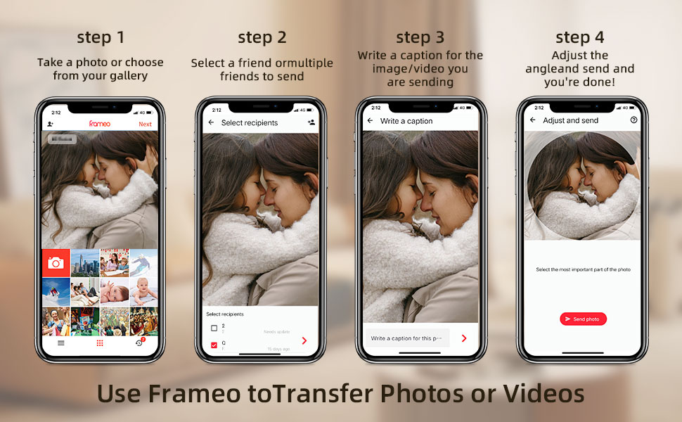 Цифровий фоторамка 10.1 дюйма з Wi-Fi, IPS-екраном та 32GB пам'яті | Frameo App, дистанційне керування зі смартфона, календар, погода