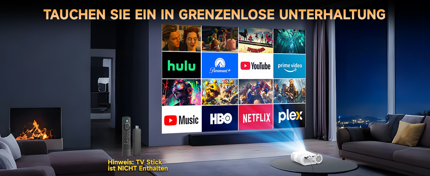 Міні проєктор Beamer Bluetooth WiFi 1080P: Підтримка iPhone/Android, HDMI, USB, Fire Stick, PS5. Компактний проєктор для телефону, фільмів, дому та відпочинку на природі