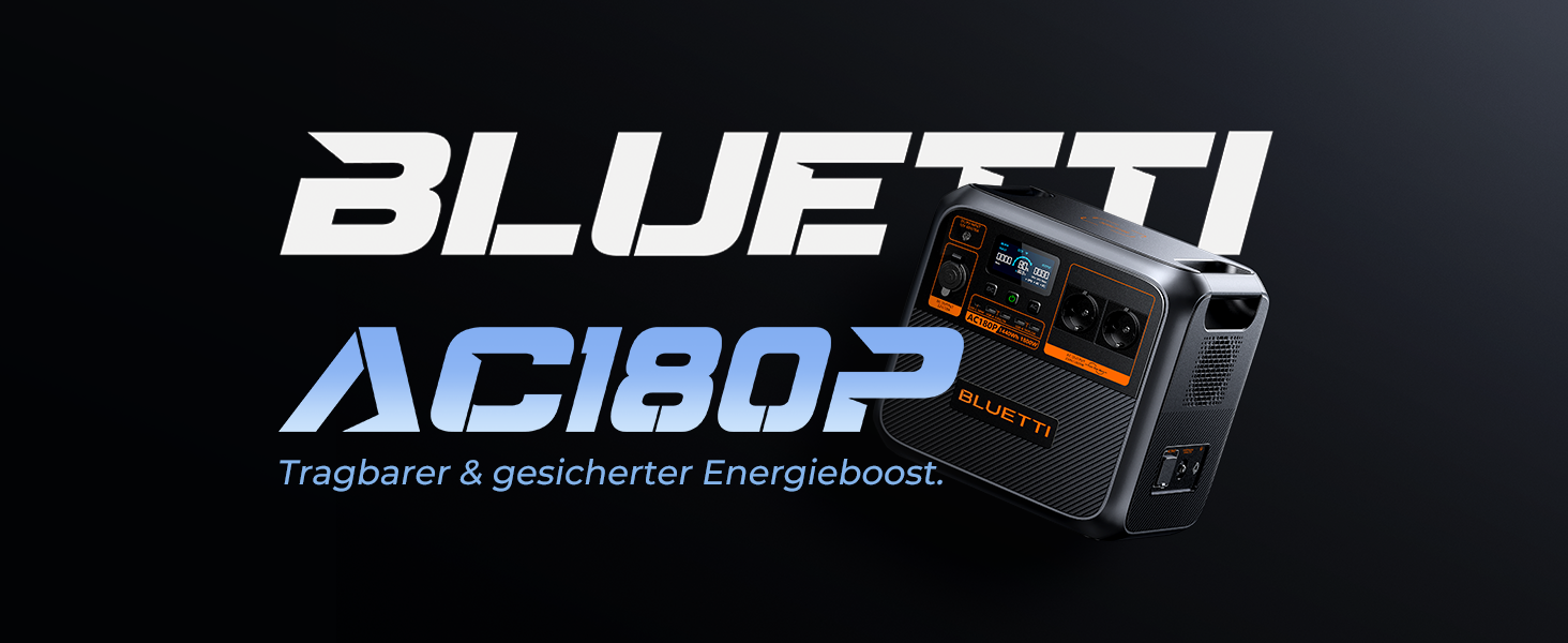 Портативна електростанція BLUETTI AC180P, 1800Wh, 2000W (4800W пік), надійна для відпочинку на природі