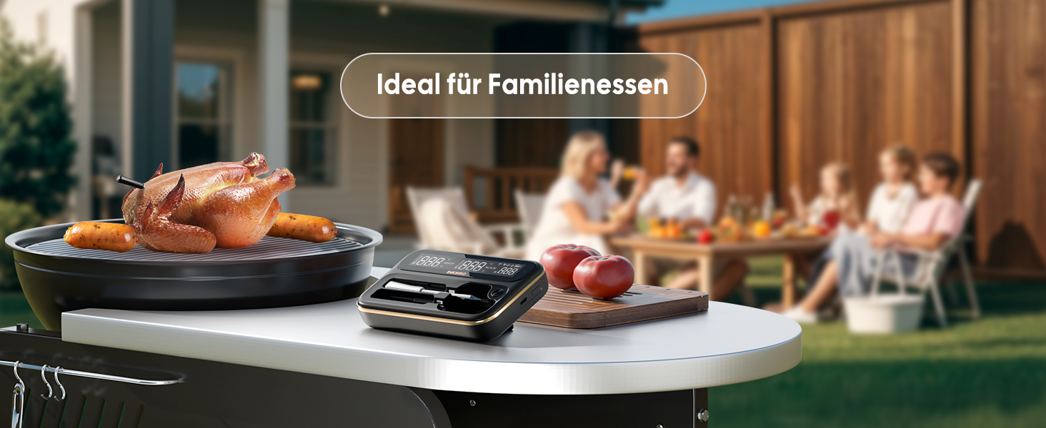 Бездротовий термометр Inkbird INT-12-BW для приготування на грилі, м'яса та випічки: Bluetooth 5.4, Wi-Fi, водонепроникний (IP67)