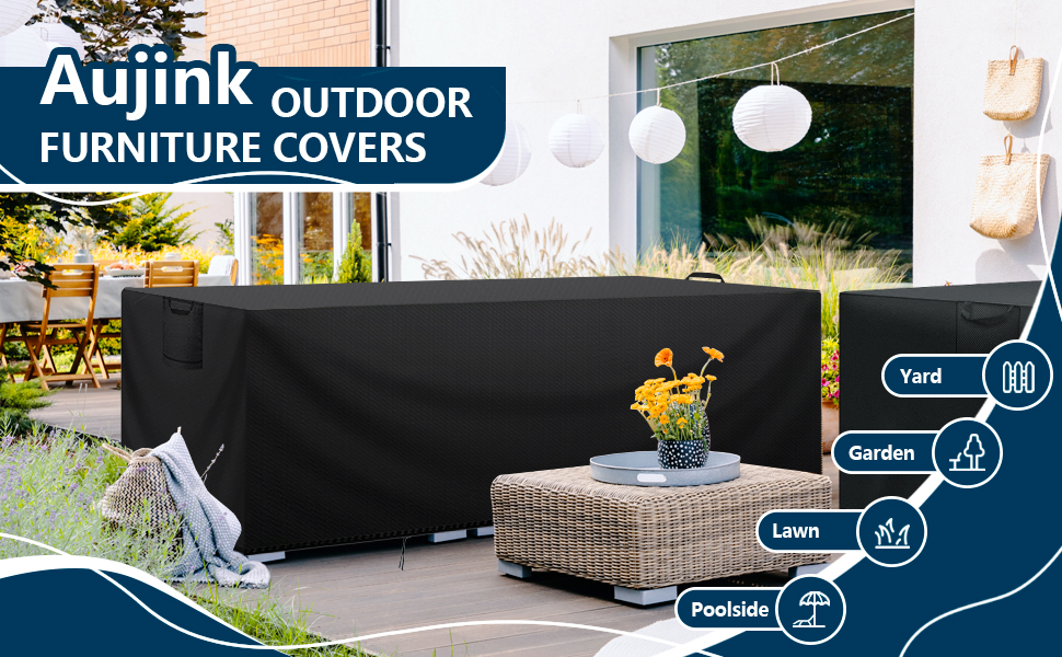 Захисний чохол для садово-патіо меблів, водовідштовхувальний, 420D Oxford, анти-UV, для столів та інших меблів, чорний, 150x90x75 см