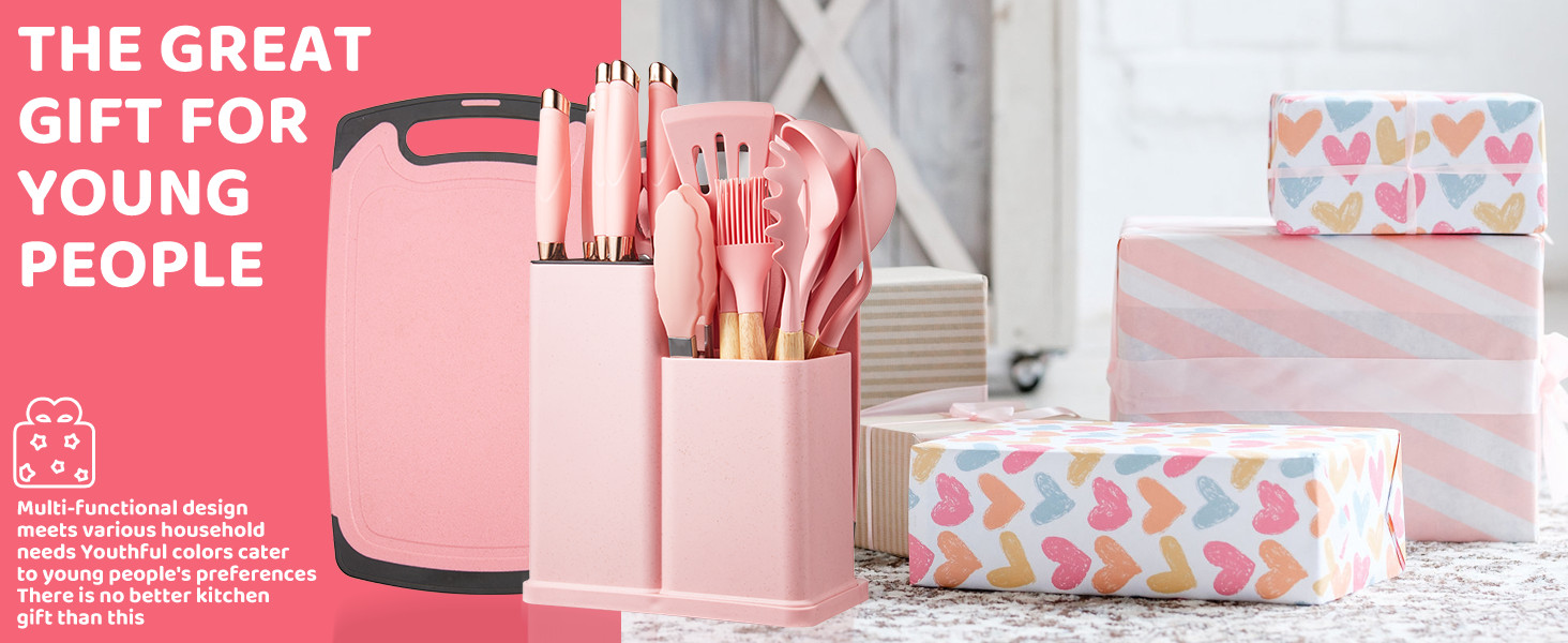 Набір кухонних аксесуарів 37 шт. з силікону, рожевий. Набір кухонних помічників, стійкий до високих температур, придатний для миття в посудомийній машині, з антипригарним покриттям