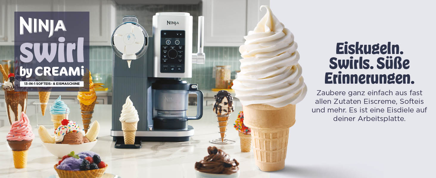 Машина для морозива CREAMi Softeis Ninja Swirl NC701EU: 13 функцій, 2 контейнери для морозива, сорбету, шейків
