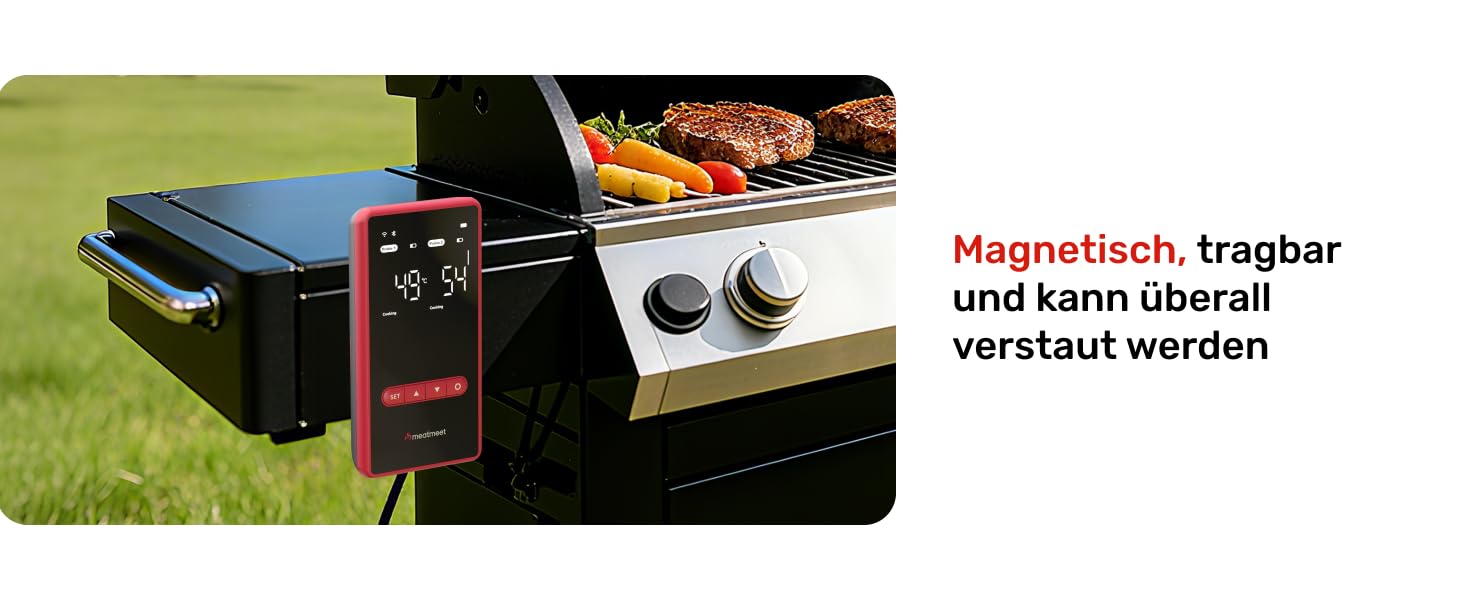 Smart термометр для м'яса Meatmeet X Pro з Bluetooth та Wi-Fi, 2 зонди, 6 сенсорів, нержавіюча сталь, IP69, до 582°C, для гриля, духовки, фритюрниці