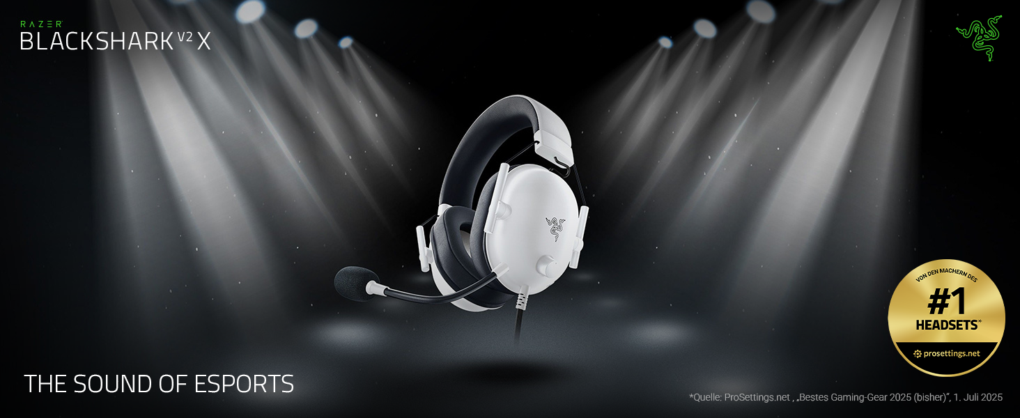 Ігрова гарнітура Razer BlackShark V2 X White — дротова навушники для кіберспорту, 7.1 Surround Sound, 50мм Triforce драйвери, мікрофон HyperClear Cardioid, білий колір