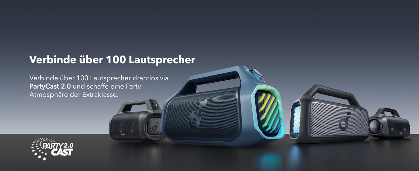 Soundcore Boom 2 Plus - портативна Bluetooth колонка, 140W, IPX7, RGB, Power Bank, BT 5.3 (синій)