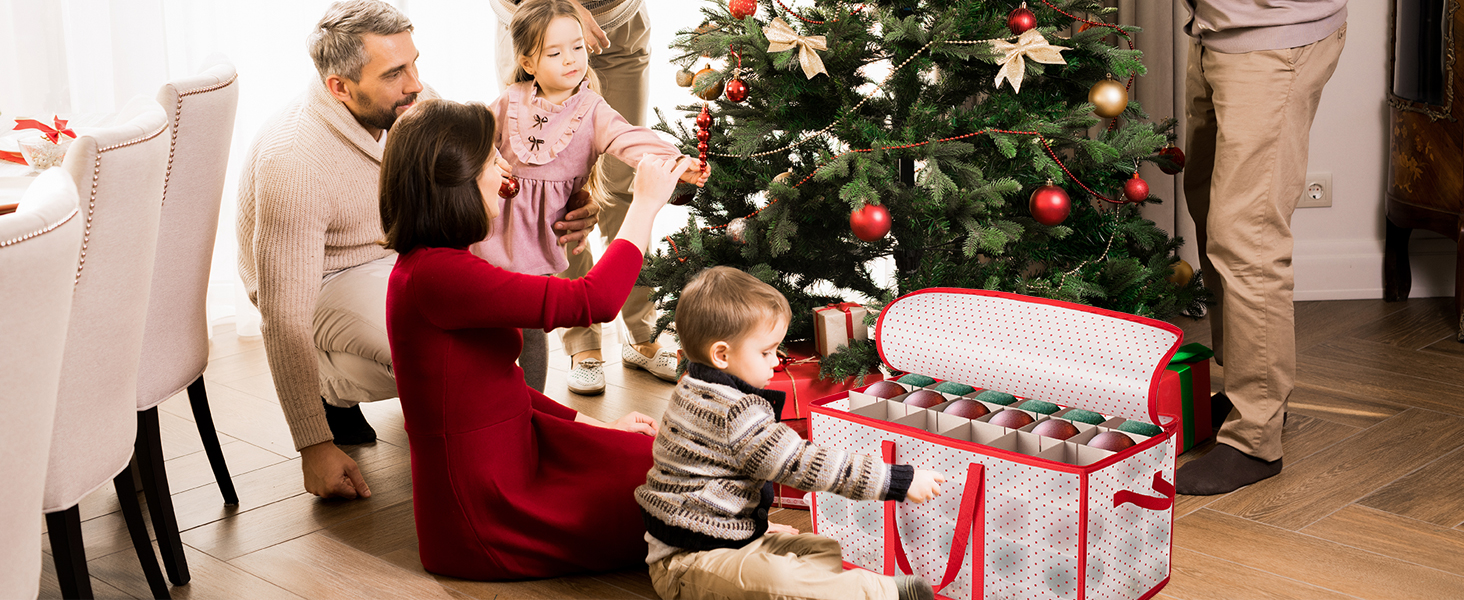 Коробка для зберігання новорічних кулічок, 128 відділень, червона