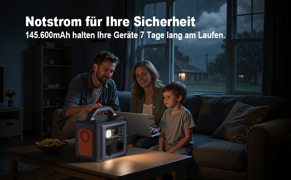 Портативна електростанція SBAOH 600W, 538.7Wh, сонячний генератор з виходом AC/USB, для подорожей, кемпінгу та надзвичайних ситуацій