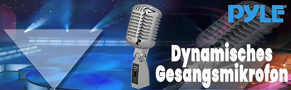 Динамічний мікрофон Pyle у стилі ретро, класичний вінтажний мікрофон для вокалу з XLR кабелем 4,88 м, сумісний з універсальними стійками, для живих виступів та студійних записів, сріблястий