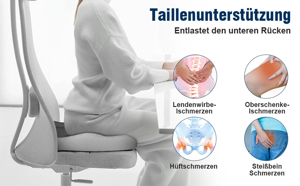 Ортопедична подушка для сидіння ADASSERA: зняття болю, підтримка куприка, покращення кровообігу, ергономічна, для офісу та авто