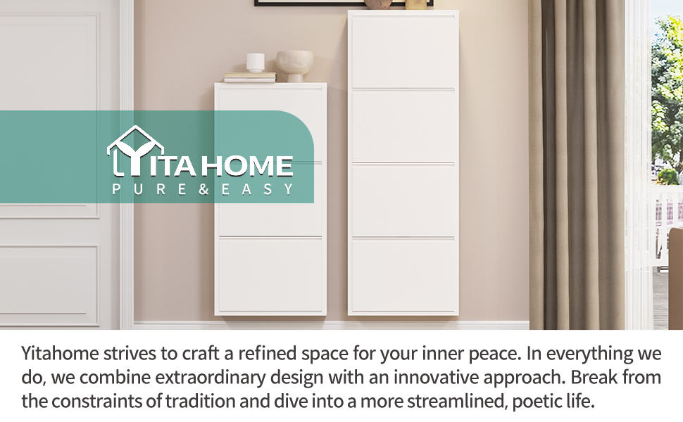 Шафа для взуття YITAHOME з металу, 3 дверцята з магнітними застібками, білий глянцевий колір, для передпокою та коридору