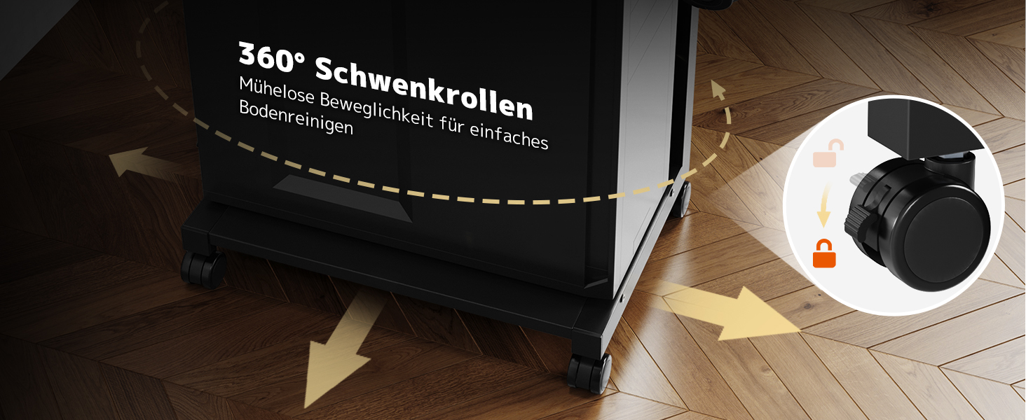 Регульована підставка для ПК PUTORSEN з 2 рівнями, з роликами та підкладкою для миші, чорна (Mid-Tower)